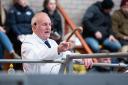 Auctioneer Bruce Walton take bids during the Luing sale at Castle Douglas  Ref:RH110222090
