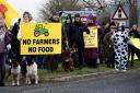 The Lancashire Farmers Movement rallied near Preston to support EU farmers. Ref:RH100324198  Rob Haining / The