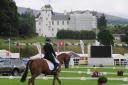 The dressage arean in the impressive setting at Blair Horse Trials