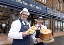 Butcher Nigel Ovens (left) owner of McCaskies in Wemyss Bay who has bought the recipes, brand and intelectual property of World Scotch Pie Champion Alan Pirie of James Pirie and Son Newtyle, Angus