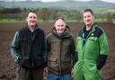 Ian Campbell (centre) with sons Bruce (left) and Andrew Ref:RH230424064  Rob Haining / The Scottish Farmer...