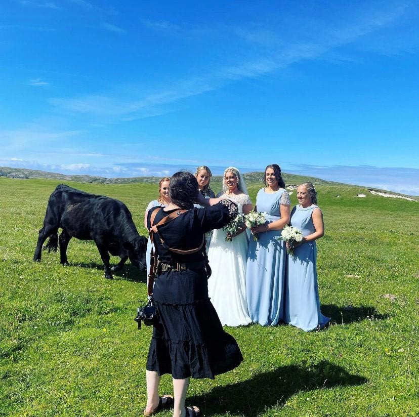 Alison MacDonald - The family heifer that wanted to play during Annie’s wedding pictures - Allasdale, Isle of Barra. (Photos by Seamas Campbell)