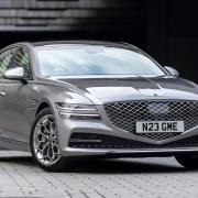 The stylish Genesis G80 saloon with a hint of an Aston Martin-style badge!