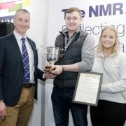 RABDF chairman Robert presents the Lilyhall cup to Mark Hunter and his partner Becki Gorden