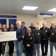 Cheque presentation - Scott Service presenting to West Galloway of St John chair person, Iona Irving, Hannah Torbet, Caitlin McCulloch, Robert Ramsay and St John committee members