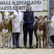 The champion from Adam Mackillop and the reserve from Fergus Forbes pictured with the judge, David Murdo Wright
