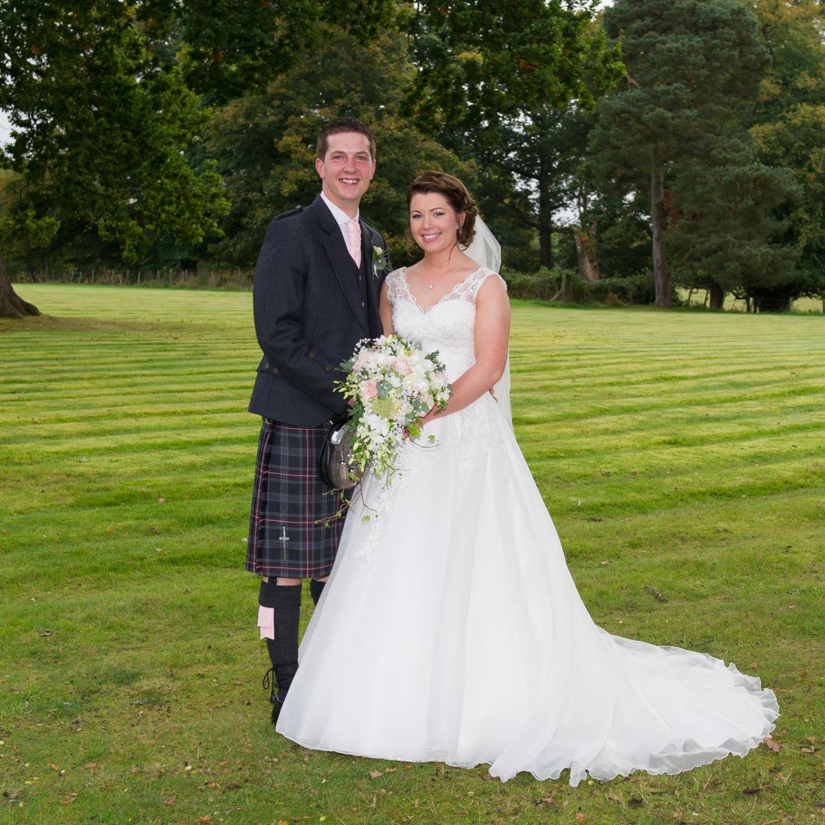 Gemma Dickson formally of Cladance, Chapelton, Strathaven, married George Hodge of Gilkerscleugh Mains, Abington, Biggar, at Glenbervie House, Larbert
