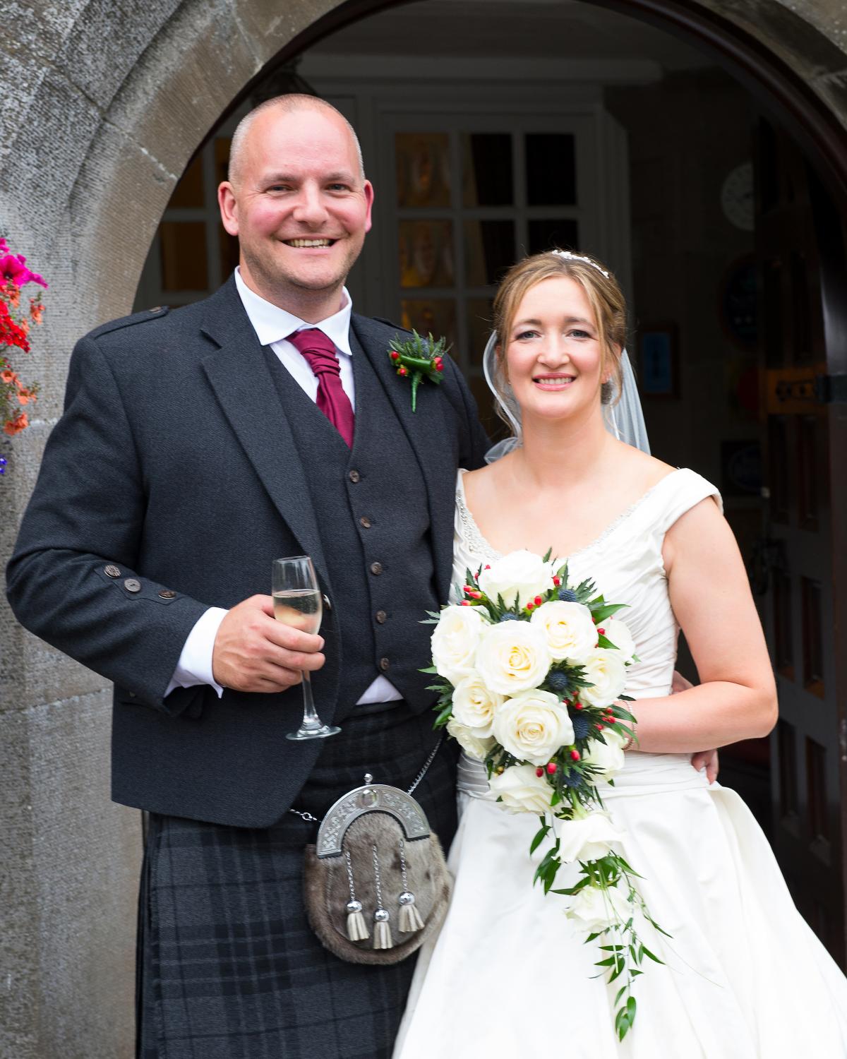 Claire Lennox of Horselea Farm, Forgandenny, married Christopher Young, formerly Gifford, Edinburgh now both Forgandenny, Perthshire, at Ballathie House Hotel, Stanley

Photo: Neil Fordyce Photography
