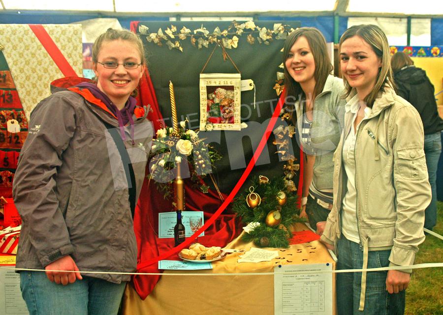 Ayr County Show 10&11/05/08 - 
Young Farmers Junior Handicrafts winners Avondale YFC ( l to r ) Janet Anderson (further article), Jennifer Baillie(mincemeat pies), Gillian Walker(floral table centre), Stephanie Speedie -absent from picture(advent calenda