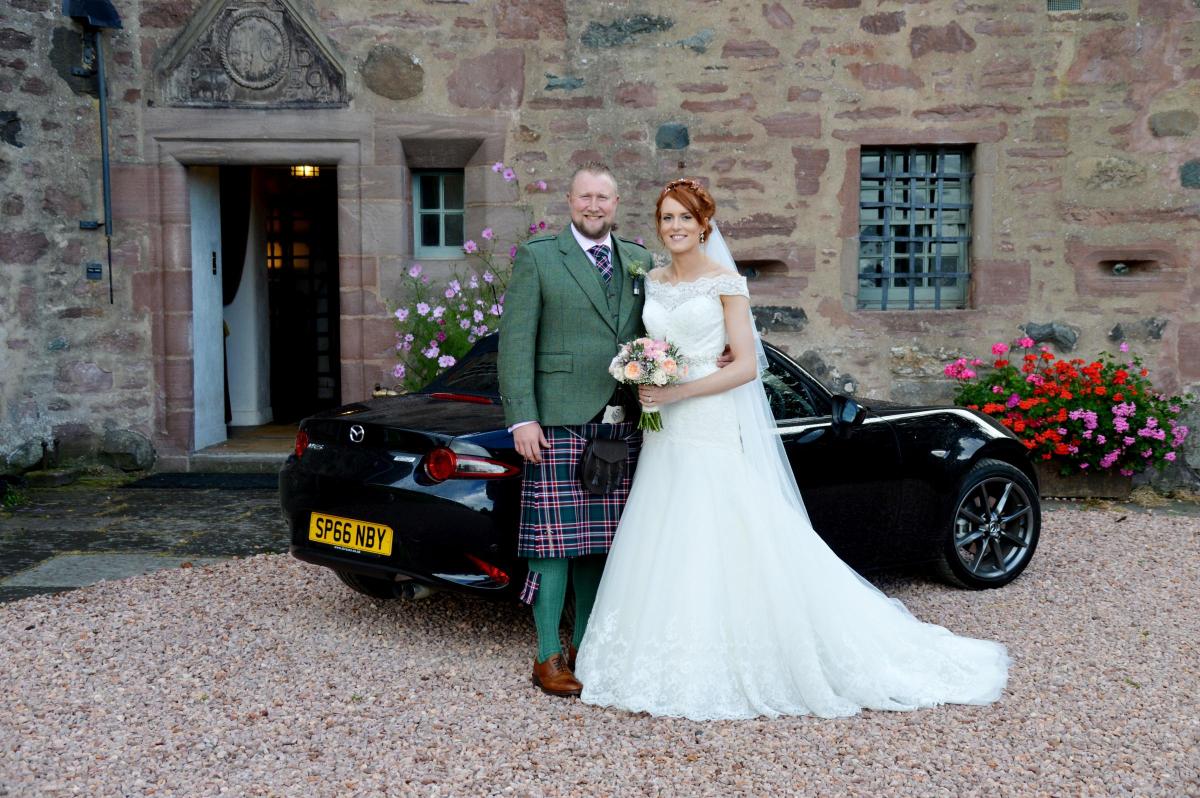 Charlotte Erskine, Kinross, and Finlay McFarlane, Perthshire, were married at Kinclaven Chuch, Perthshire. Photo: Fiona Bryce