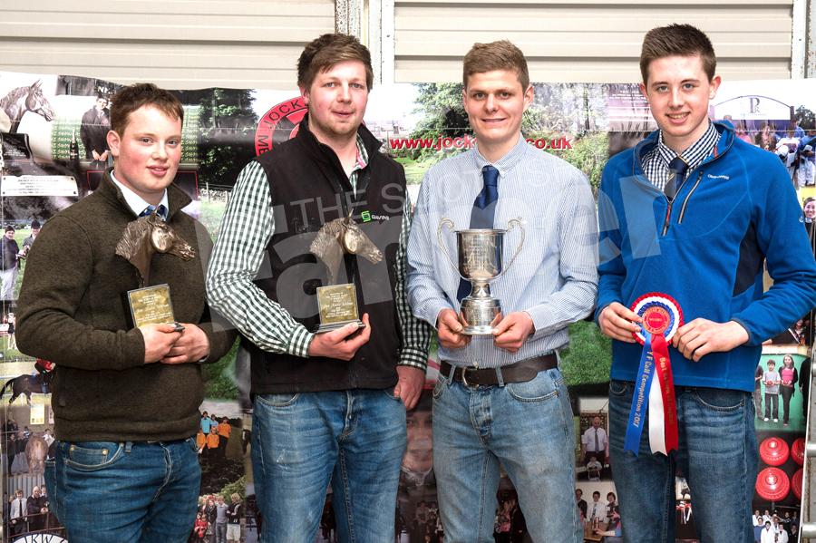Prize winners Drew Speed for Best Daily Live-weight Gain, Daniel Fleming for Best return on capital, Andrew Beattie for overall Champion and Robbie Wills, for reserve champion. Ref:RH14170047