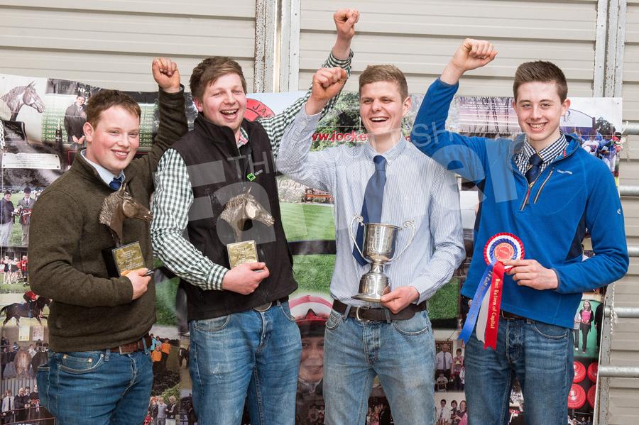 Prize winners Drew Speed for Best Daily Live-weight Gain, Daniel Fleming for Best return on capital, Andrew Beattie for overall Champion and Robbie Wills, for reserve champion. Ref:RH14170048