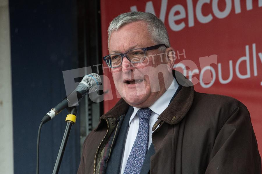 Fergus Ewing, Cabinet Secretary for the Rural Economy and Connectivity officially opening Scotland's Beef Event at Fans farm. Ref: RH8617264