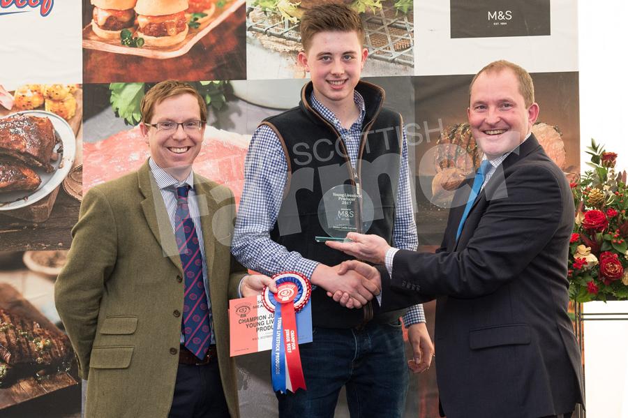 Junior beef champion Robbie Wills with Tom Slay and Steve Mclean from Marks and Spencer  Ref: RH1811170271.