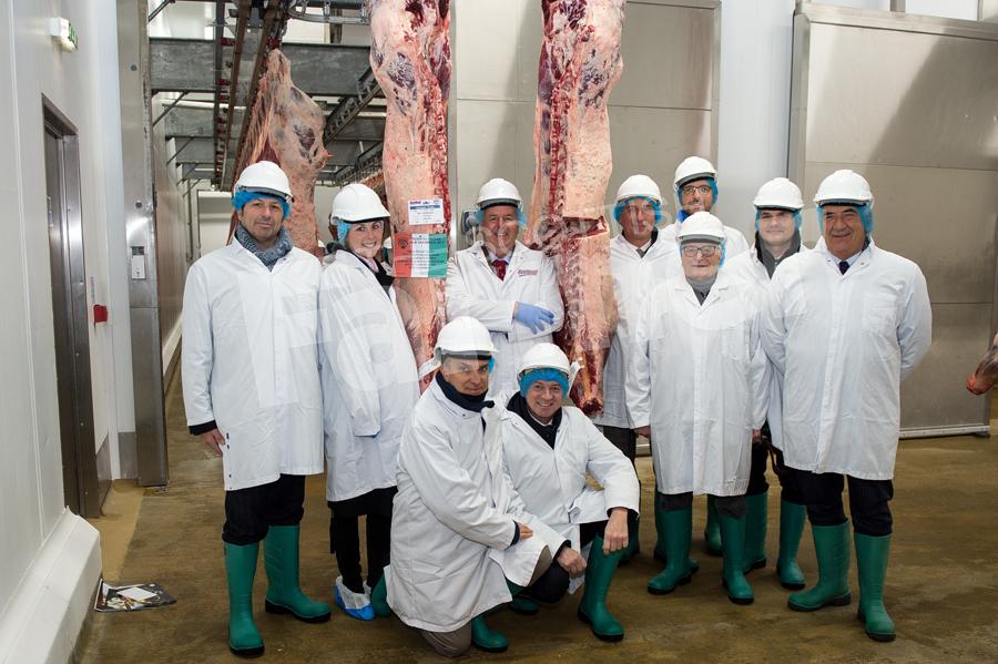 The Thompsons and judge Richard Moore pictured with some of the Milan Butchers Association. Ref: RH1811170248.