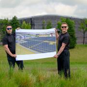 UNVEILING the Leven solar farm design were Diageo director of operations Gavin Brogan and environmental manager Jay Christie (Pic: Mike Wilkinson)