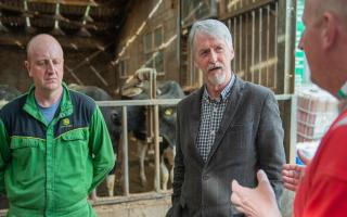 Welsh rural affairs secretary Huw Irranca-Davies visited Rhadyr Farm, Usk which has been impacted by a TB breakdown