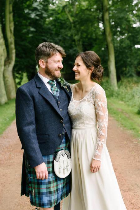 Susan Wallace, formerly Pitpointie Farm, Auchterhouse,  and Alex Gardiner, formerly London, both now Wellington, New Zealand, were married at Kinkell Byre, St Andrews. Photo by Crofts and Kowalczyk