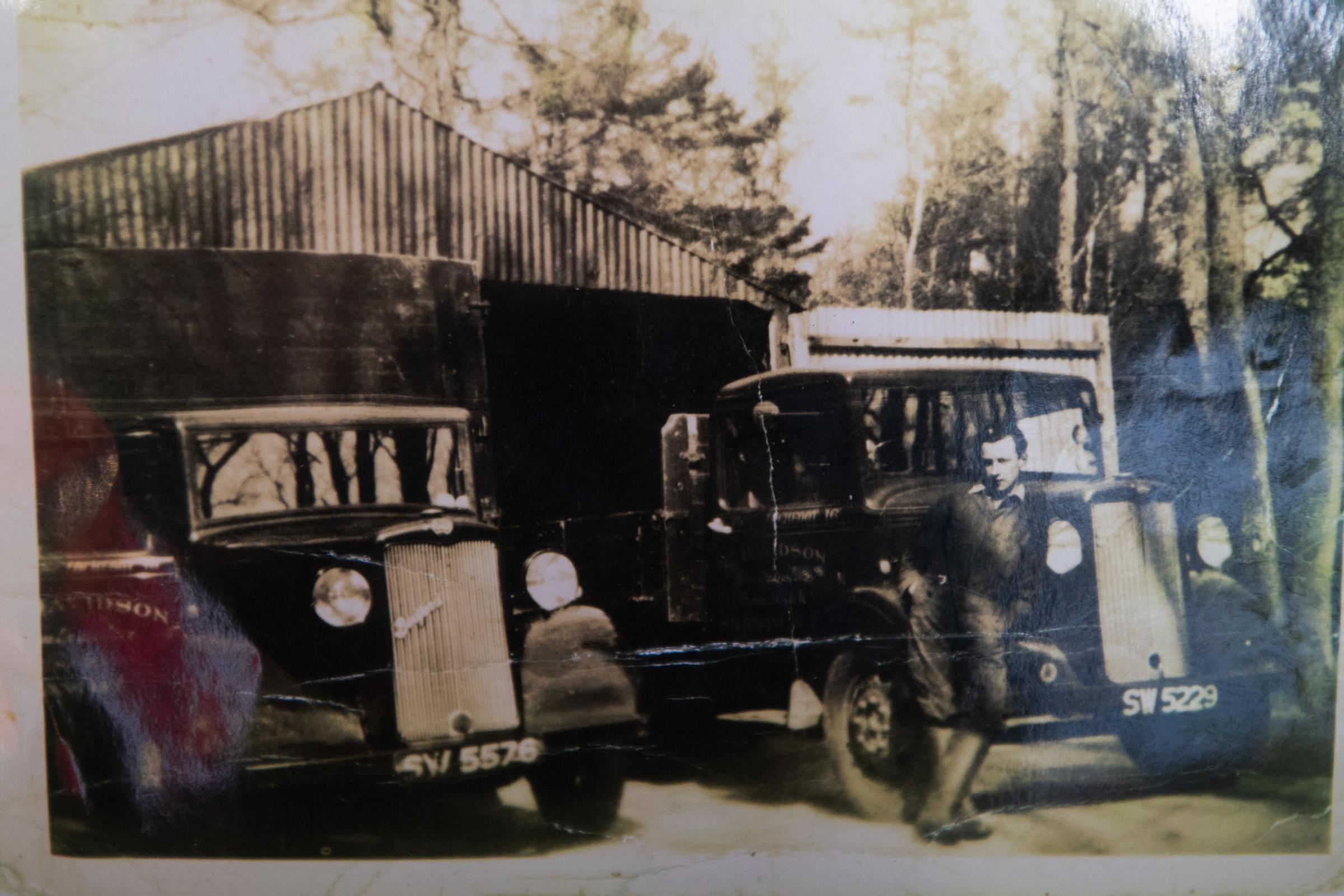 The late Bob Davidson and his two Bedford lorries in 1939 Ref:RH300121278 Rob Haining / The Scottish Farmer...
