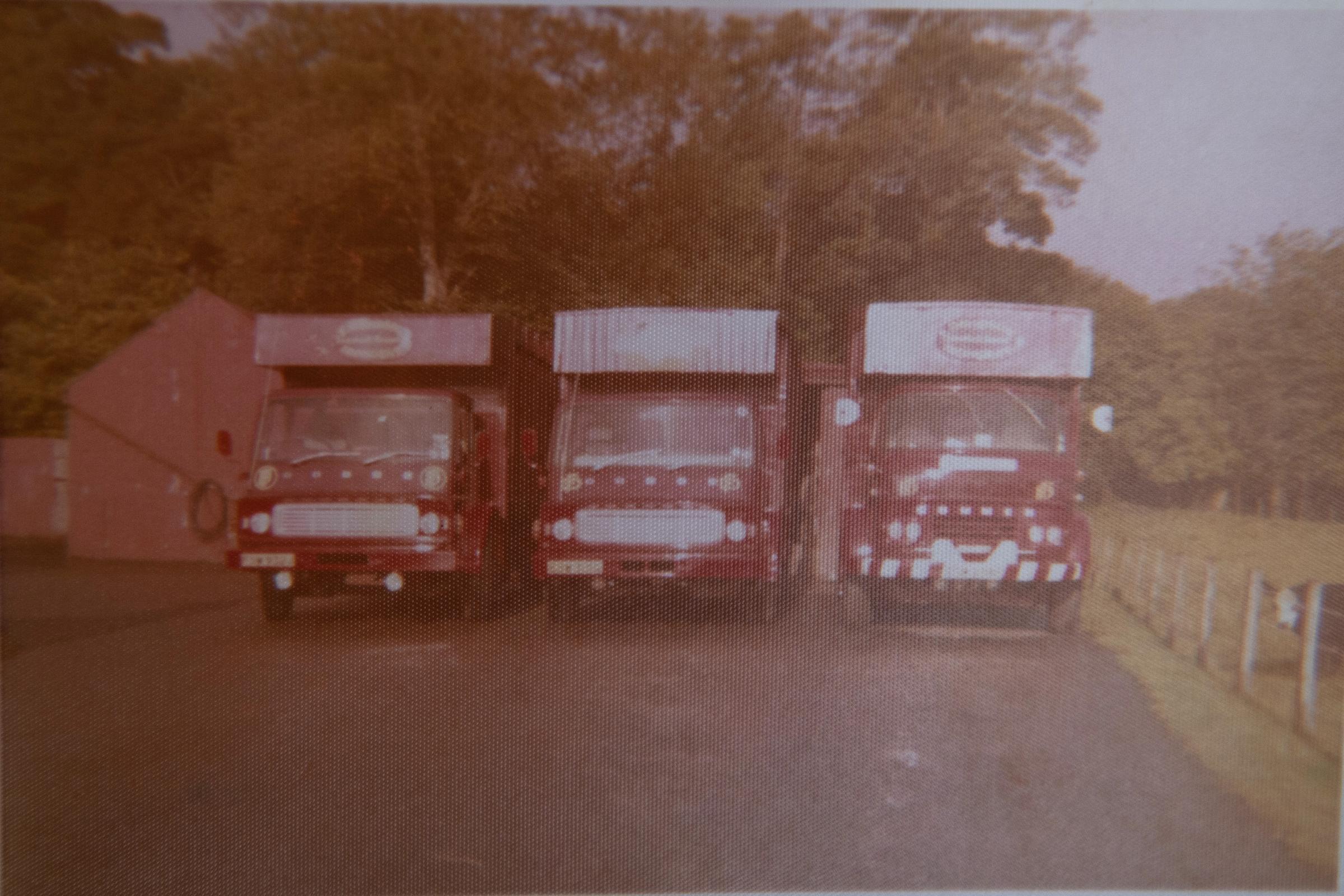 the three lorries Billy and Bobby took over with in 1976. They moved from Irongray to Southpark, Lochfoot, but kept Irongray on the front of the lorries, and still do to this day Ref:RH300121271 Rob Haining / The Scottish Farmer...