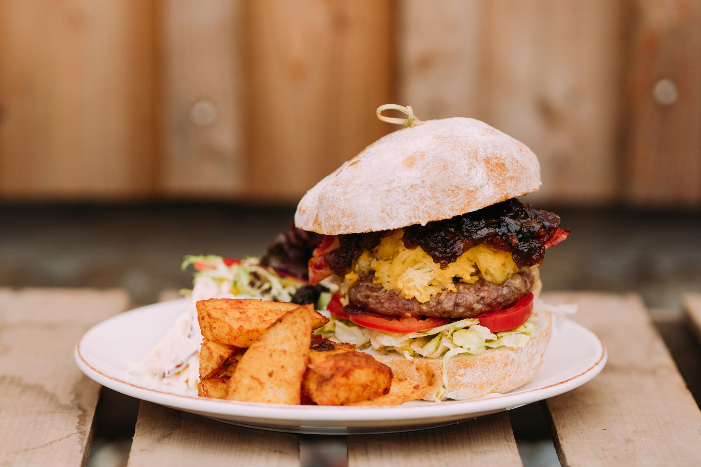 One of the more popular items on the menu - a reallsy tasty burger with home-made beefy chips