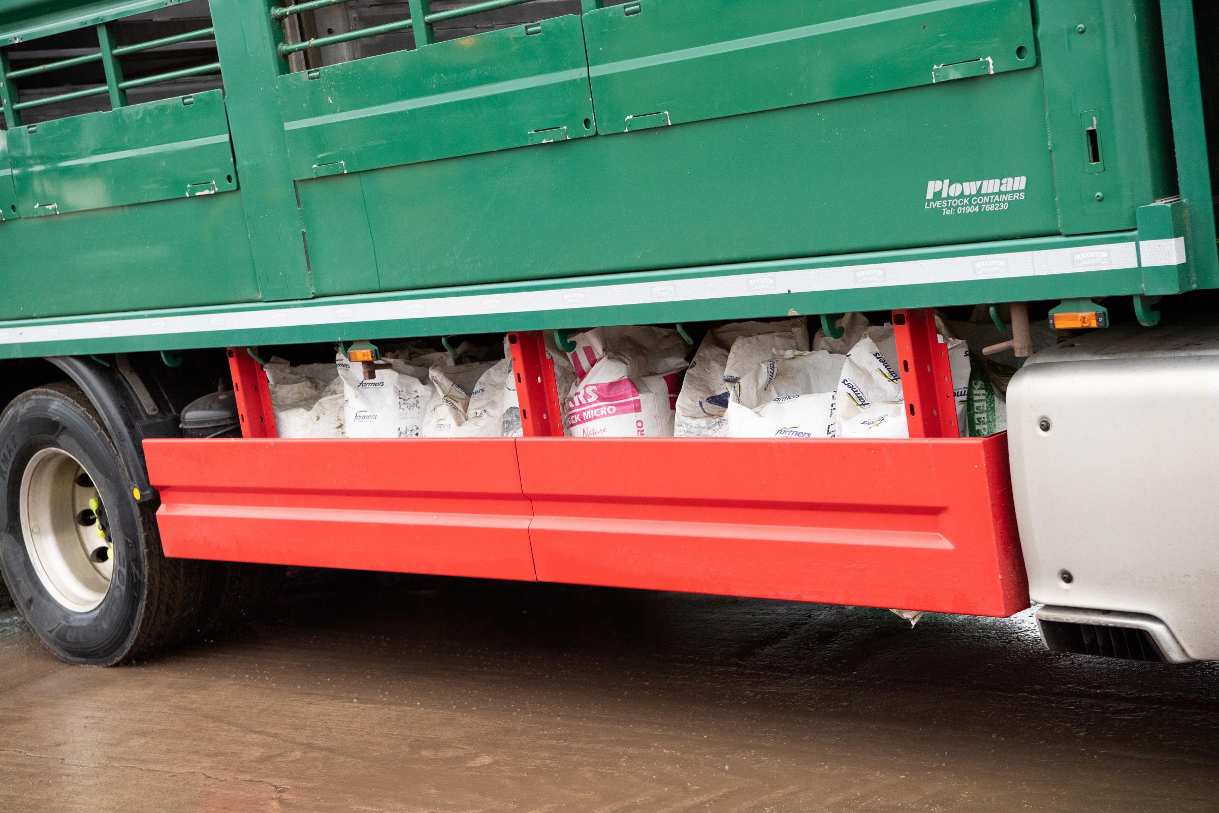 all the livestock trailers have storage for bags of sawdust to keep the inside of the unit clean and dry Ref:RH200321110 Rob Haining / The Scottish Farmer...