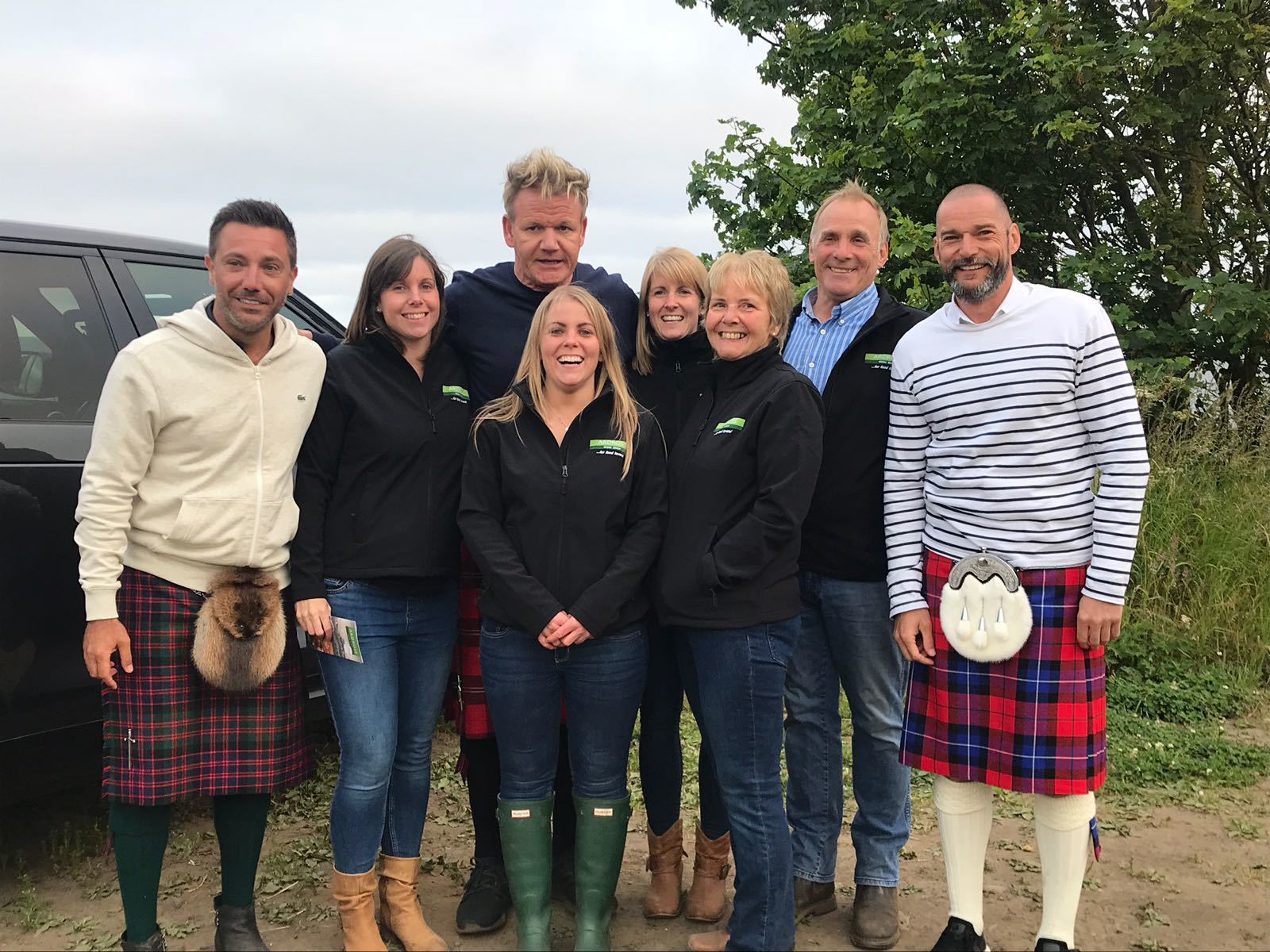 The Ardross Farm Shop team with Gino, Gordon and Fred on their famous televised road trip around Scotland