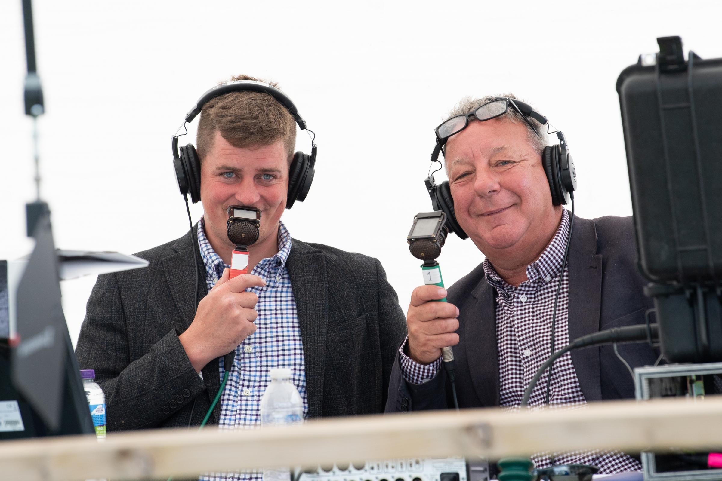 Cheeky chappies Andrew Goldie and Andy Frazier had the job of commentating on the some of sheep sections for the livestream – and a grand job they did of it too Ref:RH150621039