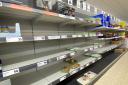 Empty supermarket shelves following panic buying during the Coronavirus pandemic.