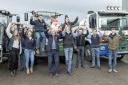 Forfar Young Farmers Christmas charity tractor run for the Angus Toy Appeal.
Some of the road run tractor drivers seen at Newhouse of Glamis 	Pic: Ron Stephen