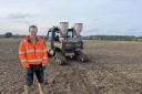 Tim Clappison, T C Agriculture, East Yorkshire with his Fan Jet Duo applicator mounted to a tracked John Deere gator