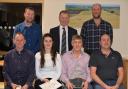 Award winners from back left to right: Steven Roan, George Borland, Jonny Lochhead. Front left to right, Andrew Irving, Jenny Yates, Brian Yates and Fraser Nicholson