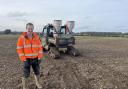 Tim Clappison, T C Agriculture, East Yorkshire with his Fan Jet Duo applicator mounted to a tracked John Deere gator