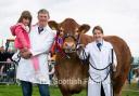 Grahams Ruth was Limousin champion, inter-breed beef and overall champion of champions for Robert and Jean Graham and pictured here with Stewart and Lynsey Bett and daughter Darcie