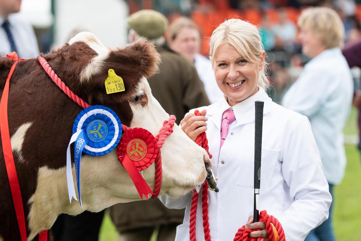 Di Harrison all smiles during the Hereford judging at Westmoreland Show Ref:RH090921083  Rob Haining / The Scottish Farmer...