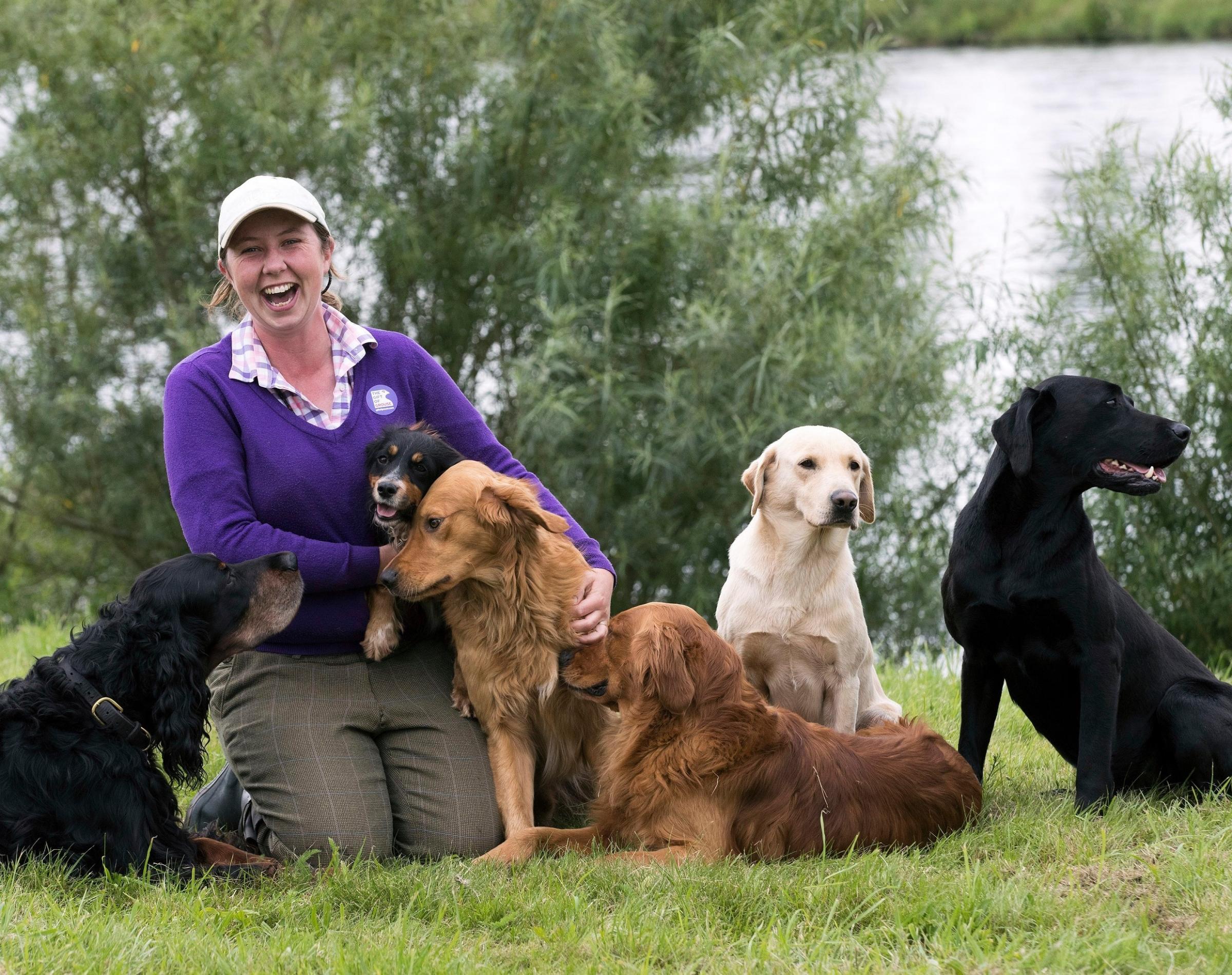 Kirsty Cousins with some of her gundogs - all will be supporting the special day