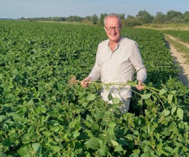 Crop happy the author Dr Keith Dawson checking on crops in the Ukraine