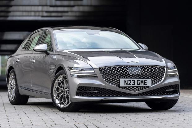 The stylish Genesis G80 saloon with a hint of an Aston Martin-style badge!