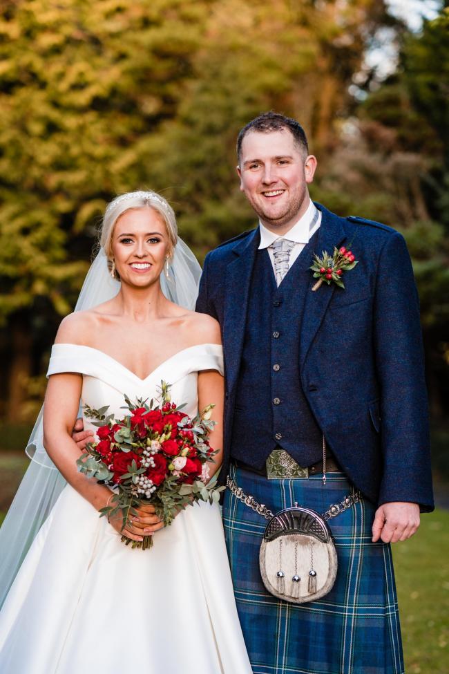 Four wedding dates later, Alison Hunter, West Tarbrax Farm, Shotts, married Kevin Lawrie, Myremill and Sandyford Farm, Ayrshire, in early December at Kingcase Parish Church, Prestwick (Picture: Eilidh Robertson Photography)