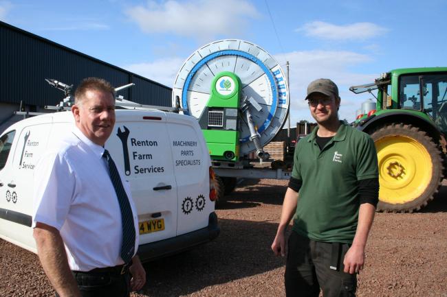 Rob Jackson (left) of Bauer UK and Ireland, with Graeme Renton, Renton Farm Services, Dunbar, a new Bauer irrigation equipment sales, service and parts dealer