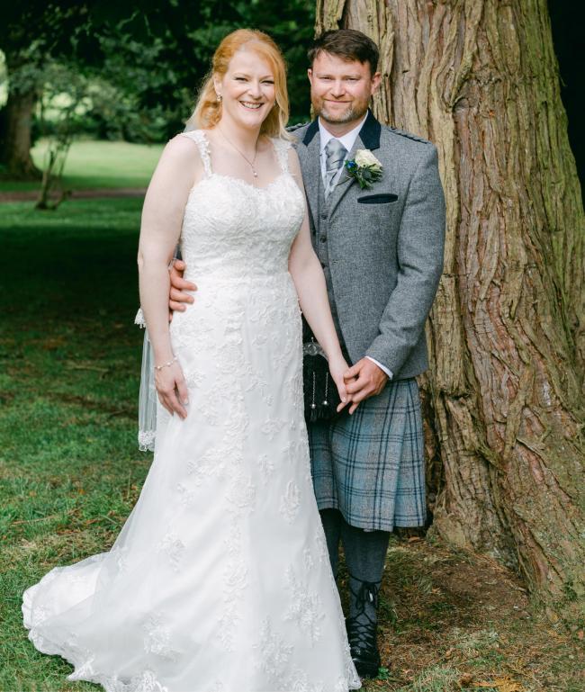 Jillian Wallace, Pitpointie Farm, Auchterhouse, and Sebastian Palmer, formerly of London, were married recently at Strathmartine Parish Church, Dundee (Photo by Crofts and Kowalczyk)