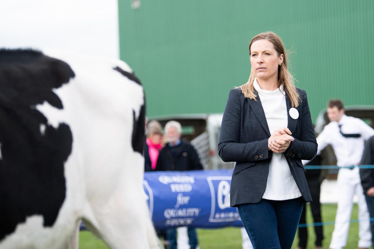 Judge Izzy Laird deep in concentration during YF dairy classes  Ref:RH160422031  Rob Haining / The Scottish Farmer...