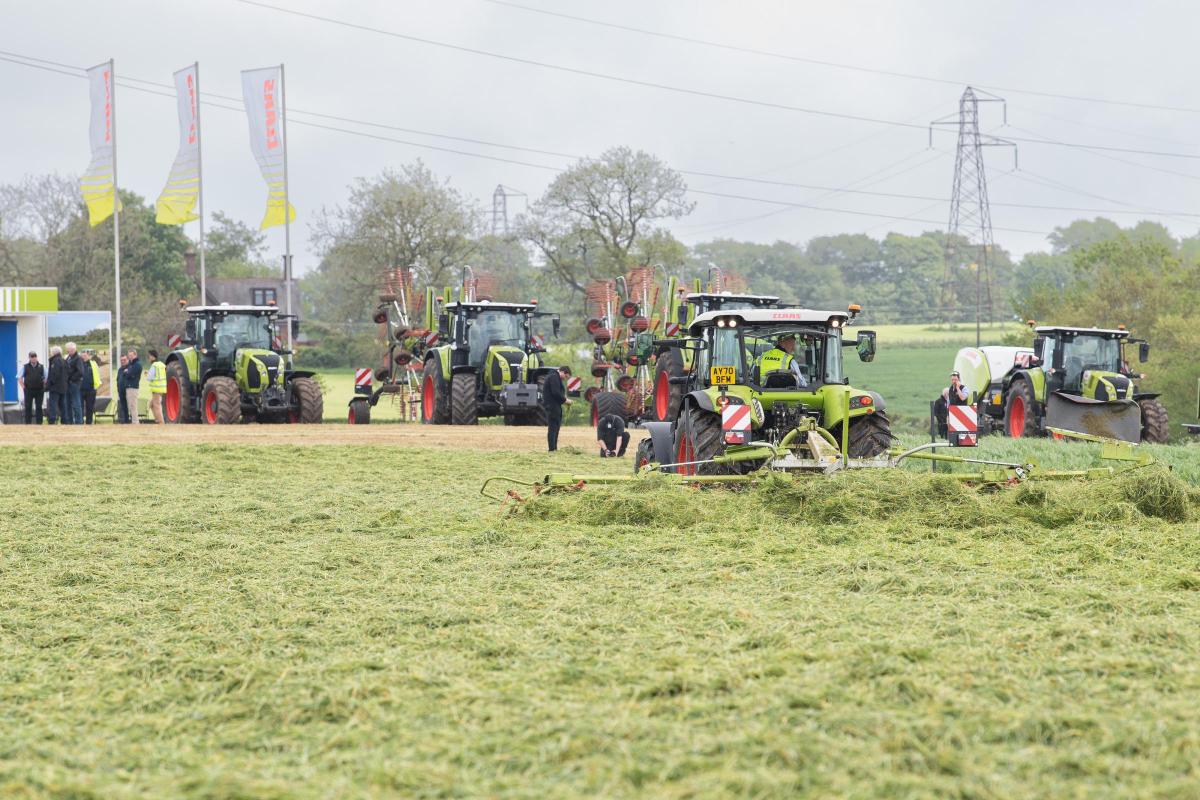 Claas VOLTO tedder, used to spread the crop and keep drying times to a minimum and ensure excellent forage quality  Ref:RH180522205  Rob Haining / The Scottish Farmer...