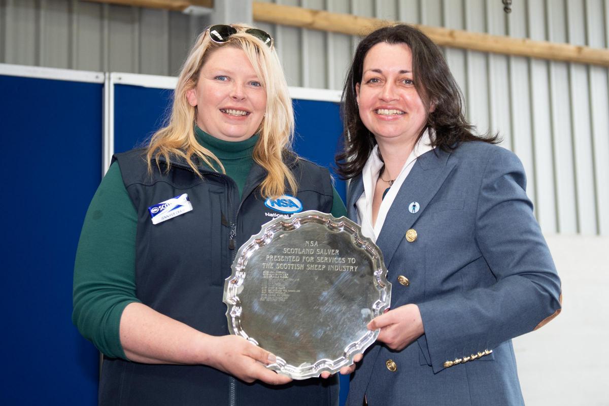 Jennifer Craig was presented the NSA Silver Salver by Hazel McNee  Ref:RH010622104  Rob Haining / The Scottish Farmer...