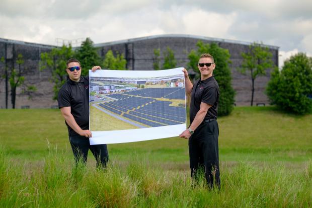 UNVEILING the Leven solar farm design were Diageo director of operations Gavin Brogan and environmental manager Jay Christie (Pic: Mike Wilkinson)