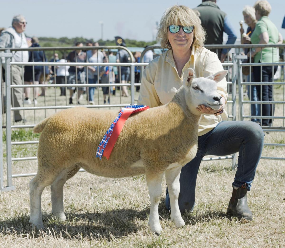 Kim Stretch won the Texel championship with a ewe lamb