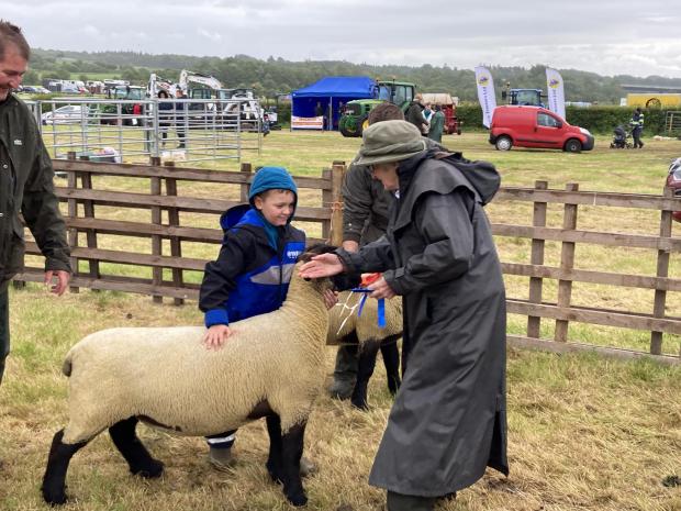 The Scottish Farmer: Judge Helen Goldie hand over a winning ticket in the Suffolk ring