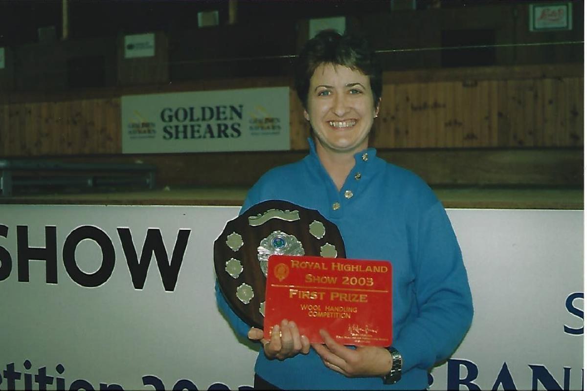Alison McNeil, pictured at the Golden Shears at the Royal Highland Show in 2003 after winning a first prize in wool handling