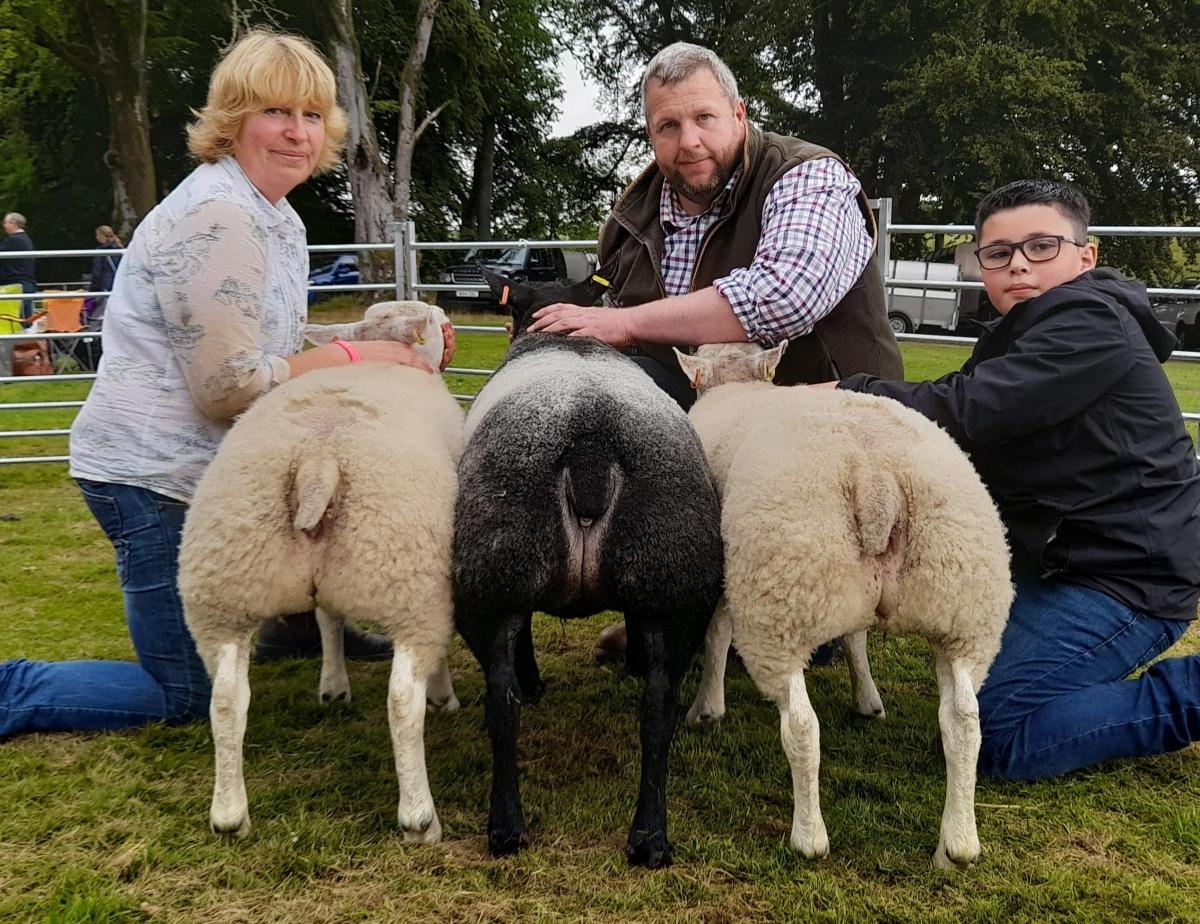 Winning inter-breed group of three from George Whyte shown with assistance of Kim Stretch and Rory Wood