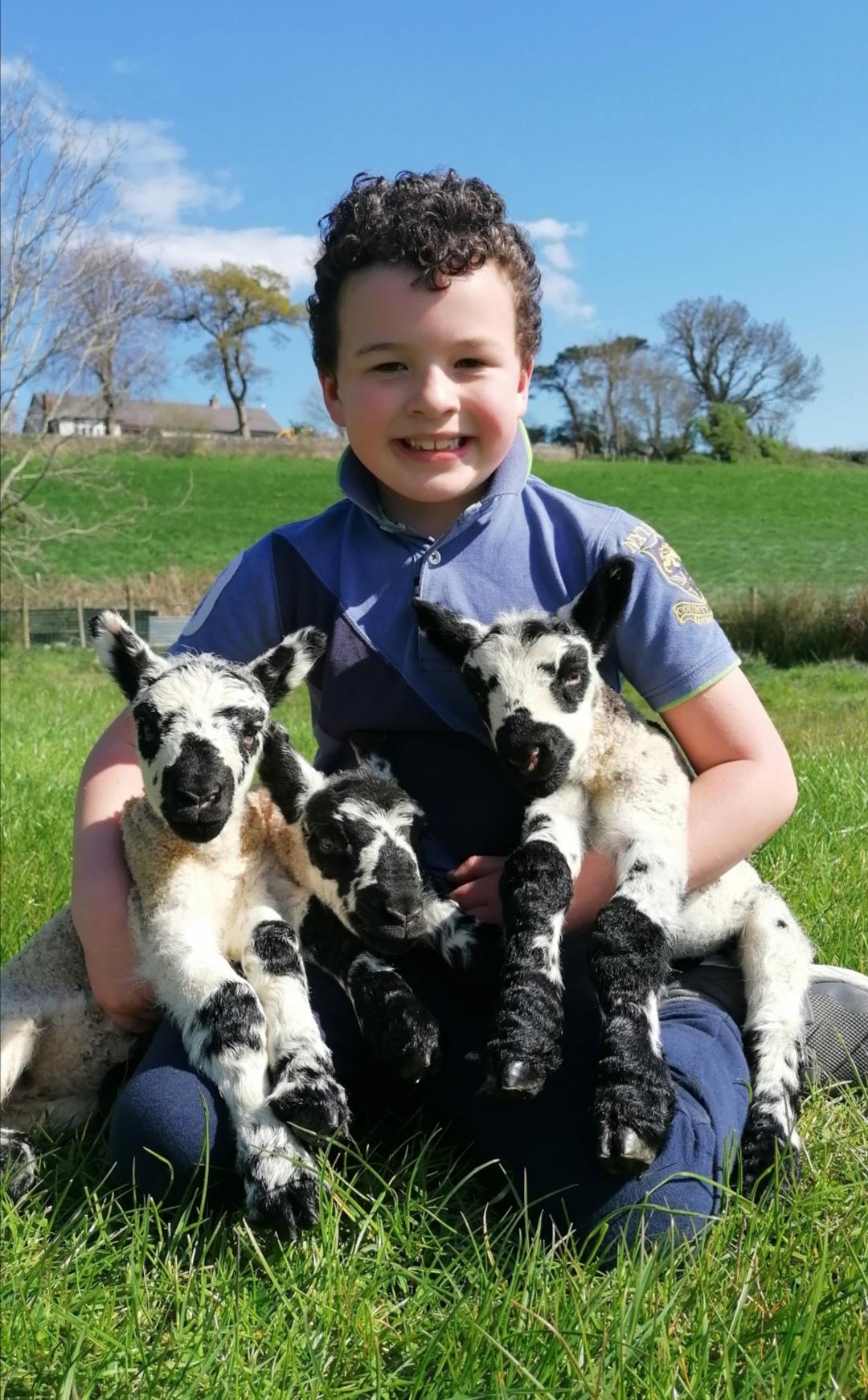 Robert Neill - Our son Angus with the last of the lambs being born at Stonebridge cottage Farm